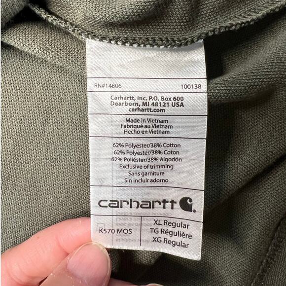 Carhartt Mens XL Regular Short Sleeve Pocket Polo Shirt Green Original Fit - Picture 5 of 5
